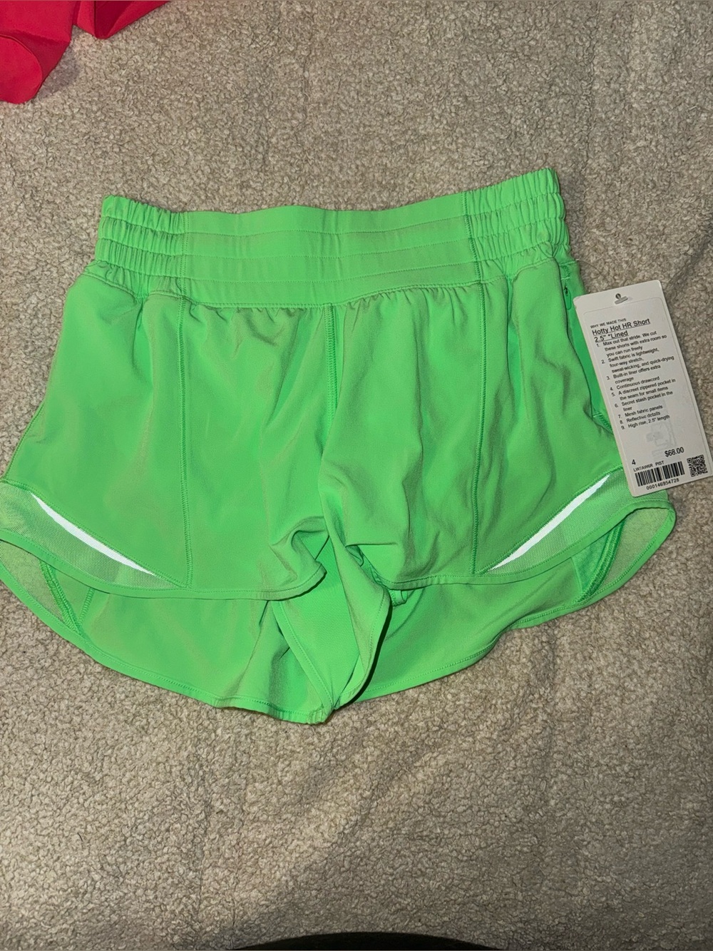 lululemon athletica Neon Green Run Short with Reflective Trim